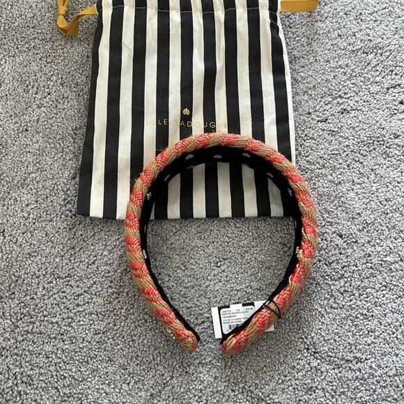 NWT LELE SADOUGHI CALABRIA CORAL RAFFIA WOVEN ALICE HEADBAND $80 - Picture 4 of 5